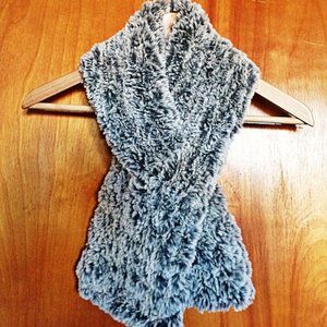 NWOT - Warm and Fluffy Faux Fur Knitted Scarf in Gray Tone